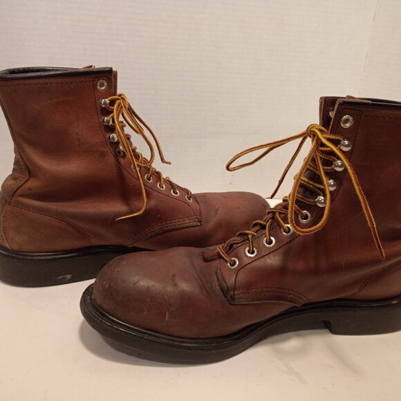 RED WING Vintage Men 10.5D Lace-up Logger 2233 Safety Toe Brown Leather - Picture 6 of 12